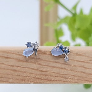 16G* Cute Weather Cartilage Piercings with light blue moon stone /Various post bar externally threaded and 20G is available