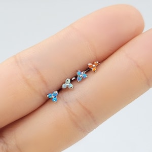 Trinity Opal Flowers cartilage piercing/Flower Size:  about 4mm / Various Post Bar externally thread and 20G is available