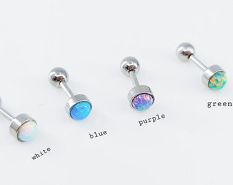 Piercing de cartílago de ópalo: barra de acero quirúrgico (16 g/20 g)
