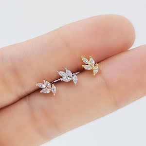 16G* Cute small Leaf shaped cartilage piercing (Style#1)/various post bar externally thread/ 20G available