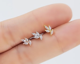 16G* Cute small Leaf shaped cartilage piercing (Style#1)/various post bar externally thread/ 20G available