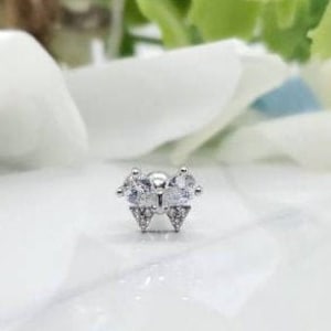 Sale 16G*6mm(L)* Silver CZ Butterfly shaped cartilage piercing/ barbell end