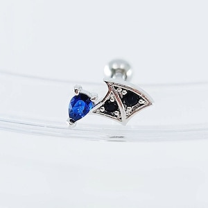 Half Wing Bat cartilage piercing/Various Post Bar externally thread/ 20G is also available