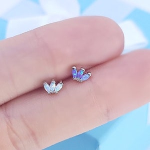 Lotus Marquise Opal cartilage piercing/Opal Color: White or Purple/ Various Post Bar externally thread and 20G is available