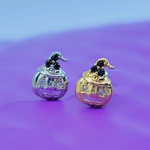 Halloween pumpkin faces Piercing /Top size: about 6 x 7.5  mm / Various Post Bar externally thread and 20G is available