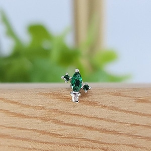 16G* Green CZ Cactus Dainty cartilage piercing/Top Design: 6mm/ Various Post Bar externally thread and 20G is available