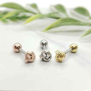 16G* Gold/Silver/Rose Gold Love Knot (6mm) piercing/ Various Post Bar and 20G is available