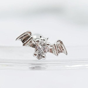 16G Little Bat Stud with Cz centered Cartilage piercing / Externally threaded/ various Post Bar/ 20G is available