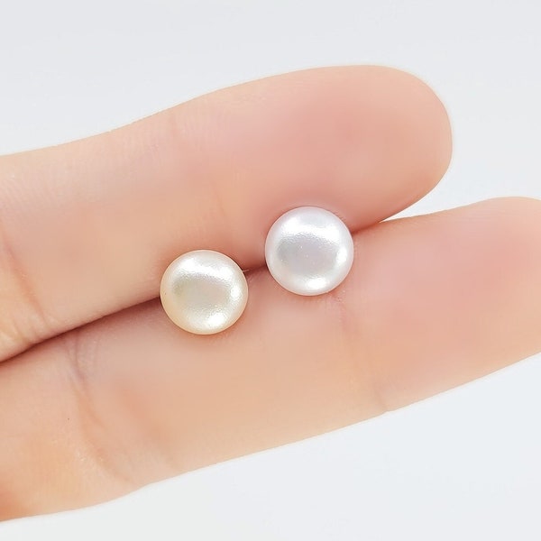 Flat Round Pearl cartilage piercing/ White or Ivory Pearls/ Various Post Bar externally thread and 20G is available