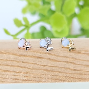 16G* Opal Moonstone with cute butterfly cartilage piercing/Various Post Bar externally thread/ 20G is also available