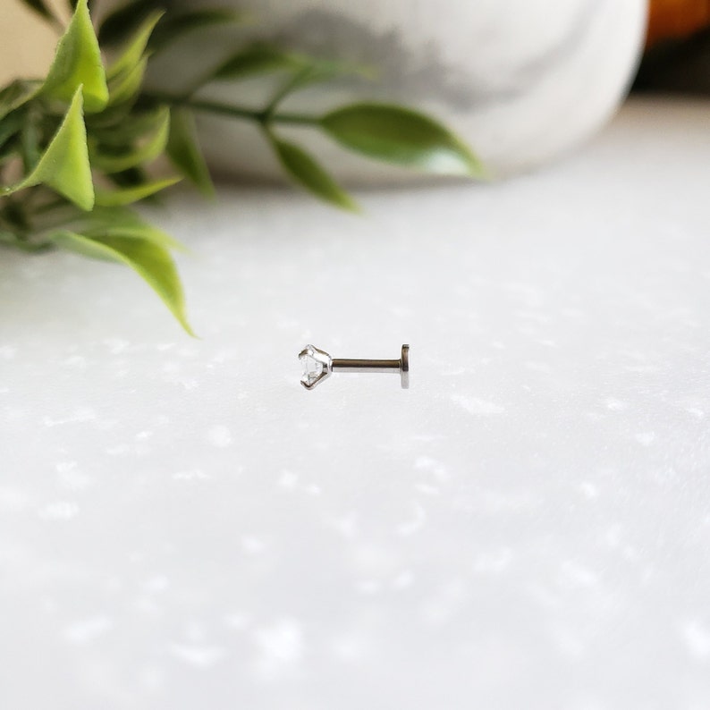 16G 2,3 or 4mm SILVER Cubic Zirconia Helix ConchTragusCartilage Piercing