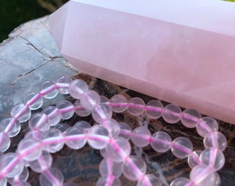 Rose Quartz Crystal Beaded Bracelet; ONE bracelet