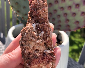 Vanadinite on Barite Raw Specimen, Arizona Crystal. Beautiful red crystal clusters