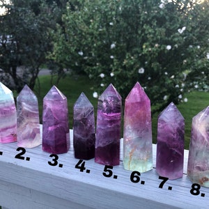 AA Pink Fluorite Towers, Rainbow & Magenta Fluorite Crystal Tower.  Vibrant, Bright Colors Crystal Point