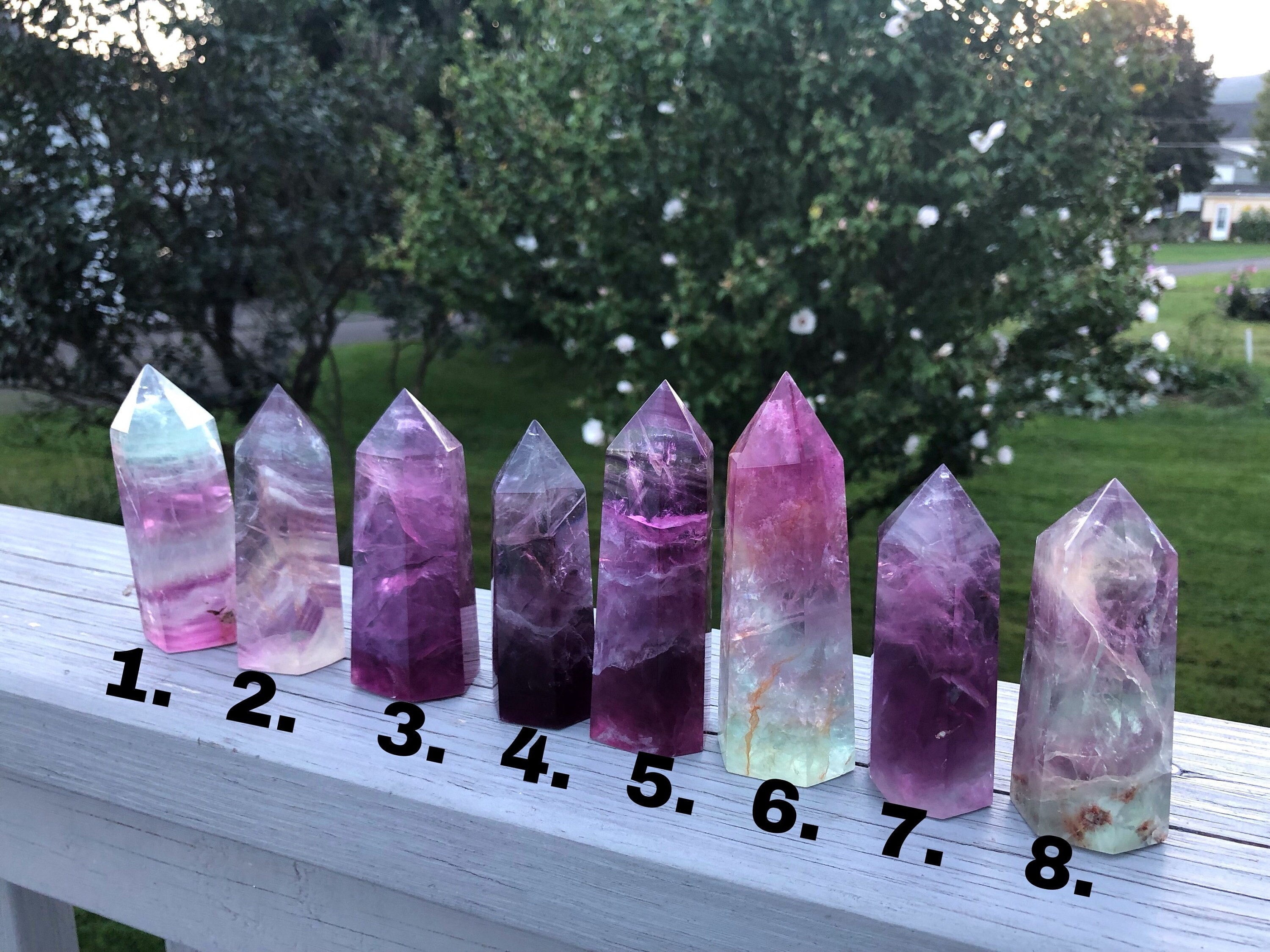 AA Pink Fluorite Towers, Rainbow & Magenta Fluorite Crystal Tower.  Vibrant, Bright Colors Crystal Point