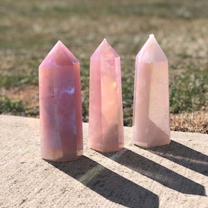 Aura Rose Quartz Polished Towers- 3 Sizes , stunning colors! Angel Aura fans will love these! Dark & Light Varieties, Rainbows galore