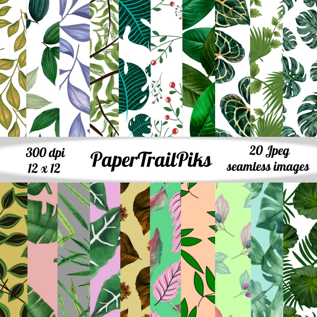 Tropical Leaves Digital Downloads, Seamless Paper Design Background - Etsy
