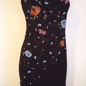 BCBG Maxazria Black Floral Embroidered Dress, Strap Elegant Dress ...