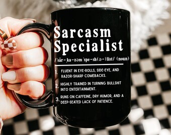 Mok sarcasmespecialist – grappig sarcastisch koffiekopje, cadeau werkhumor