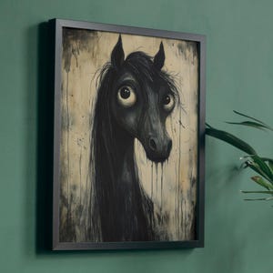 Gothic Black Horse Print – Dark Surreal Equestrian Wall Art
