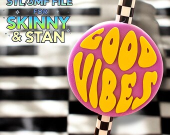 GoodVibes Straw Topper STL 3MF File | Stan & Skinny Straws (Digital Download)