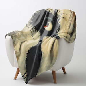 Gothic Samt Plüschdecke, Dark Art Raven Werfen, gemütliche gruselige ästhetische Couch werfen Dekor