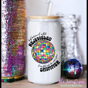 Rainbow holographic Beer/Coffee/Soda Glass can cup with bamboo lid and straw, Bejeweled, iced-coffee cup| swiftie| trending music glass