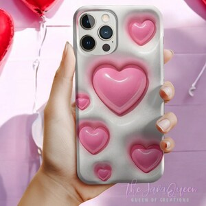 Pink 3D Heart iPhone Case – Cute and Fun Valentine’s Day Gift for Teens, Stylish Phone Accessory, pink gift idea