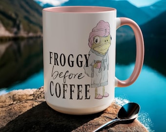 Funny Frog Coffee Mug | Tired Humor, Coffee Addict Gift