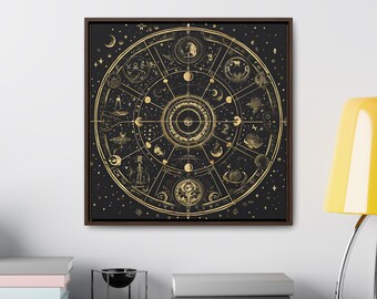Sternzeichen Rad Leinwand Kunstdruck | Himmlische Astrologie Dekor
