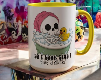 Ser jag ut som att jag ger en anka skelettmugg – Rolig sarkastisk gotisk kaffekopp