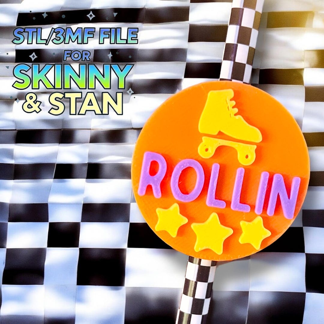 Rollin' Skate Straw Topper 3D Printable File | Stan & Skinny (STL + 3MF ...