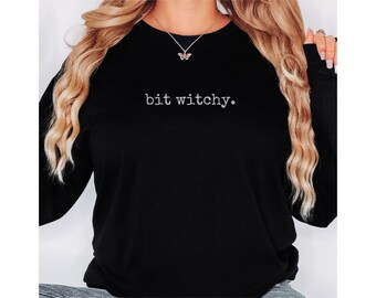 Bit Witchy Long Sleeve Tee: Bella+Canvas Unisex Cotton Blend