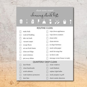 Airbnb Cleaning Checklist | Airbnb Printables | Vacation Rental | Airbnb Resourses | VRBO Printable