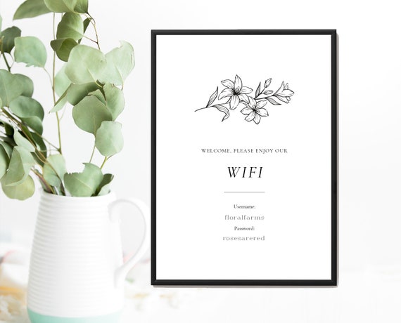Airbnb Printable Wall Art | Wifi Password Sign | Housewarming Gift | Wifi Password Sign | New Home Gift | Guest Room Sign