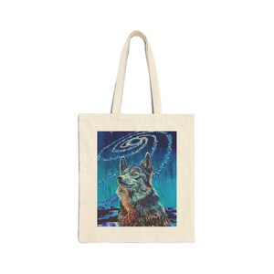 Cosmic Canine Cotton Canvas Tote Bag | Eco-Friendly Grocery Bag, Dog Lover Gift, Beach Tote, Everyday Carryall, Stylish Shopping Bag