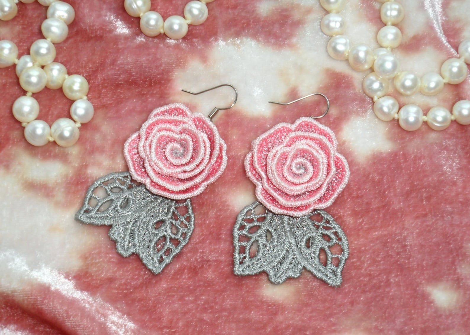 Machine embroidery design roses fsl for creating jewelry  birochka