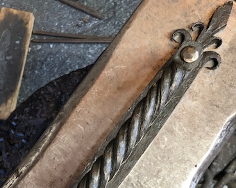 Hand Forged Medieval Style Door Pull Gate Pull Door Handle Scrolled Door Pull Castle Door Pull Castle Door Handle Blacksmith made Ohio Made