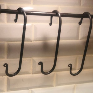 Large Wrought Iron Sideways Hooks 90* S-hooks Hand Forged Plant Hangers Pot Rack Hooks Utensil Hooks Blacksmith Made Appalachia Ohio Made