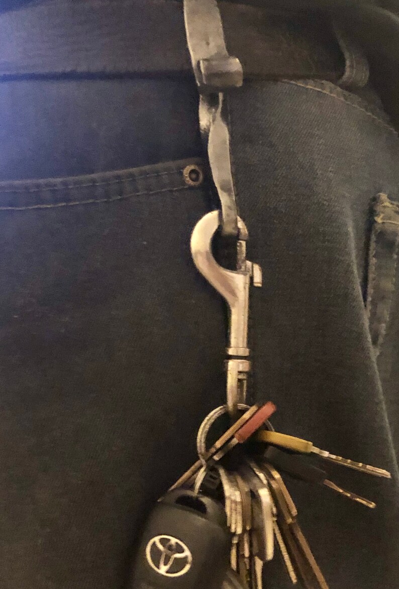 Steel Key Fob Hand Forged Works on Belt or Belt Loop Key Holder Iron Steel Blacksmith Made Ohio Made