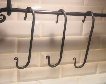 Sideways Hooks 90* S-hooks 6.5-7” Long  Hand Forged Plant Hangers Pot Rack Hooks Utensil Hooks Blacksmith Made Appalachia Ohio Made