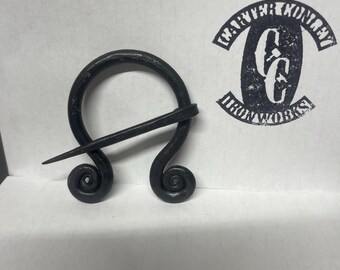 Hand Forged Iron Cloak Pin Penannular Brooch Blanket Pin LARP RenFest Hand Forged Blacksmith Made Ohio Made Viking Celtic RenFaire