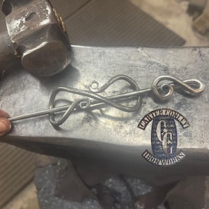 Hand Forged Treble Clef Hair Pin Music Lover Hand Forged Hair Pin Barrette Blacksmith made Ohio made Appalachia Wearable Art Metal Art