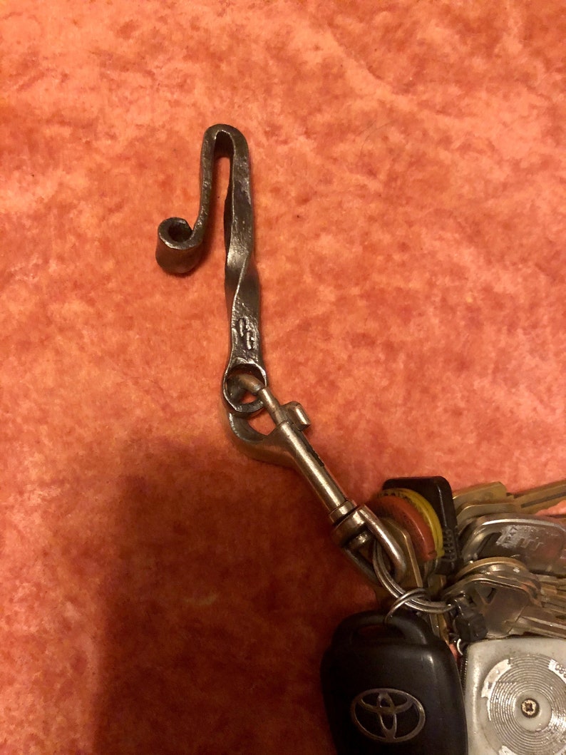 Steel Key Fob Hand Forged Works on Belt or Belt Loop Key Holder Iron Steel Blacksmith Made Ohio Made