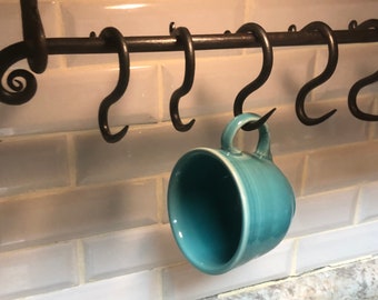Short S-Hooks Wrought Iron Hand Forged Pot Rack Hooks Utensil Hooks Cup Hooks Plant hangers Blacksmith Made Ohio Made Appalachia Rustic