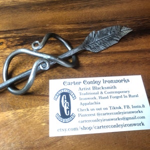 Hand Forged Feather Hair Pin Blacksmith Made Appalachia Made Feather Hair Pin Hair Stick Functional Art Wearable Art