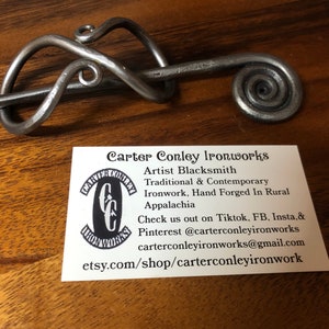 Hand Forged Hair Pin Spiral Scroll Hair Pin Hand Forged Hair Pin Barrette Blacksmith Made Ohio Made Appalachia Made Wearable Art Ironwork