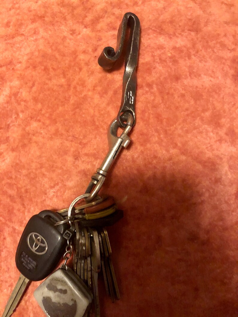 Steel Key Fob Hand Forged Works on Belt or Belt Loop Key Holder Iron Steel Blacksmith Made Ohio Made