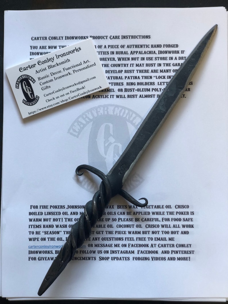 Dagger Style Letter Opener Hand Blacksmith Made Ohio Etsy