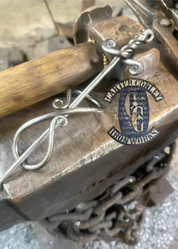 Dagger Style Hairpin With Scrolled Guard Hand Forged Blacksmith